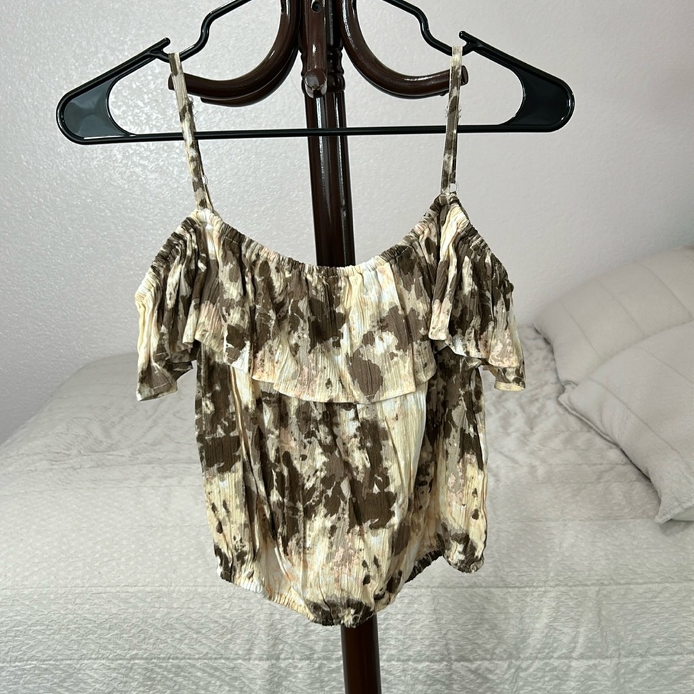Large crop blouse (brown/pink/beige pattern)